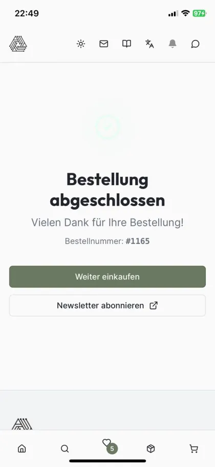 Shopping-App mit KI-Assistent – entwickelt mit Replit — Bestellung abgeschlossen